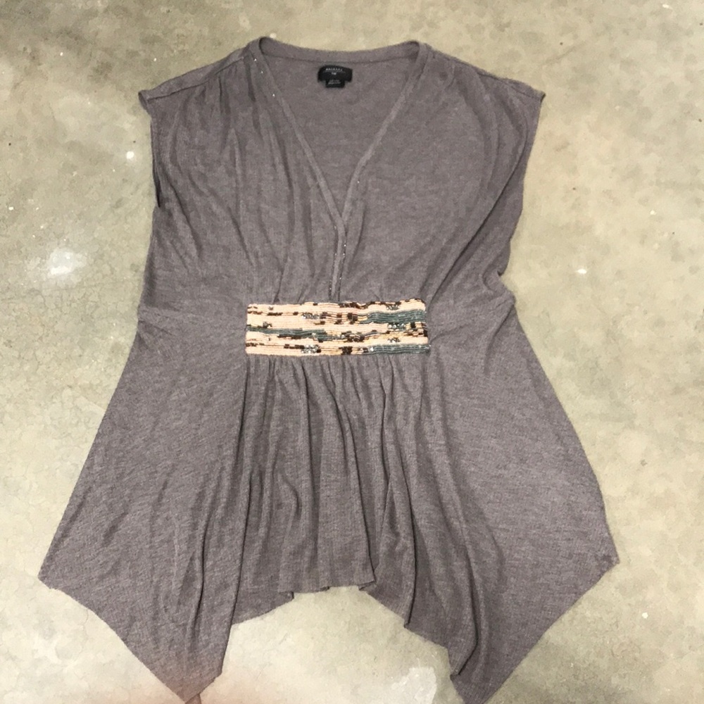 Anthropology.  Grey and embellished with shimmery beading.  Size L